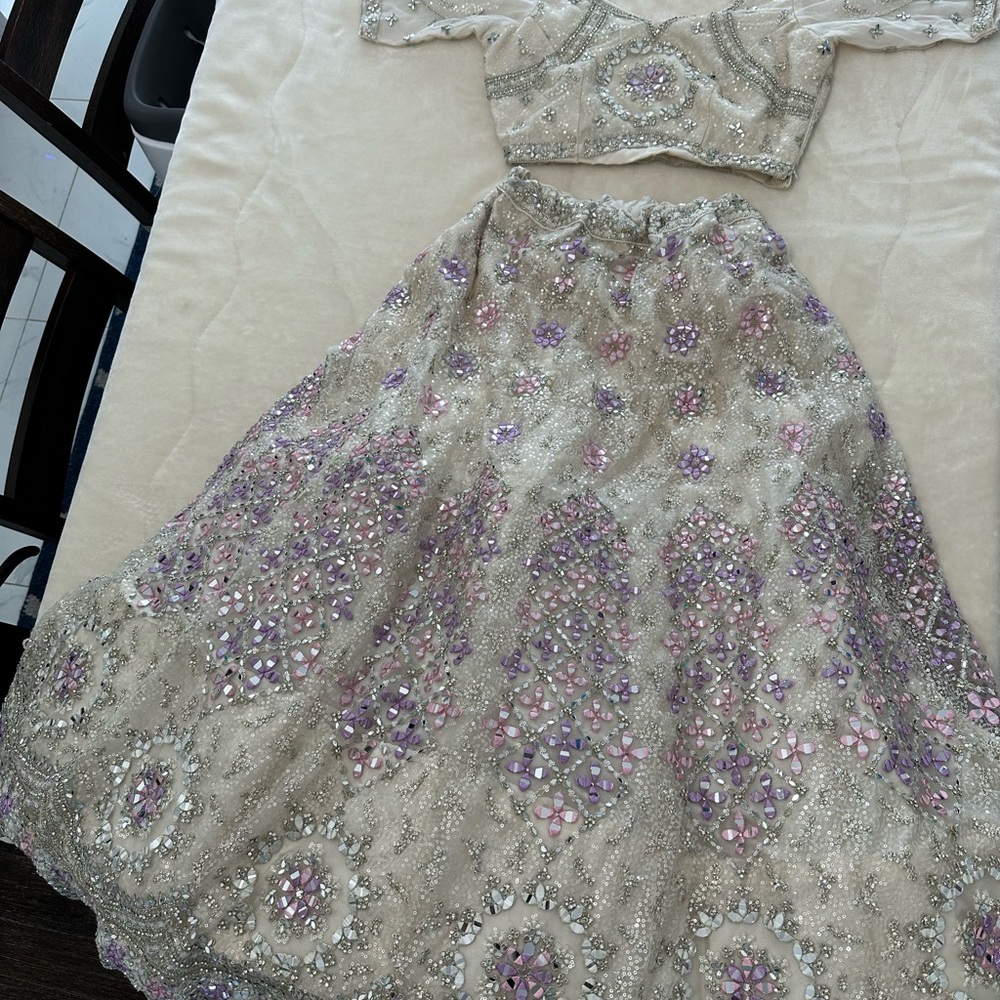 Embellished Two-Piece Set with Purple Accents